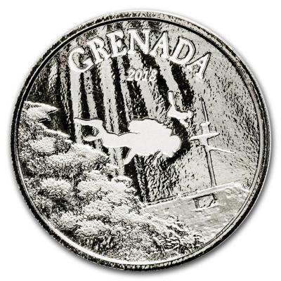 Гренада, 2 доллара. Дайвинг. Ag 31.1