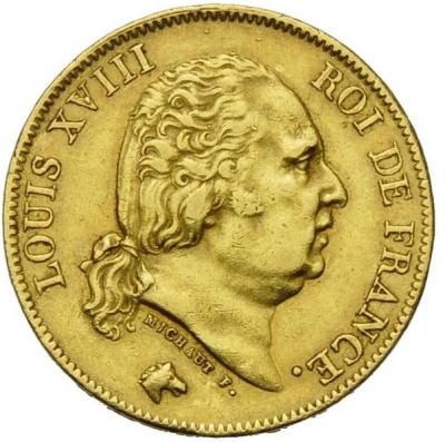 40 франков Людовика XVIII. Au 11,61гр