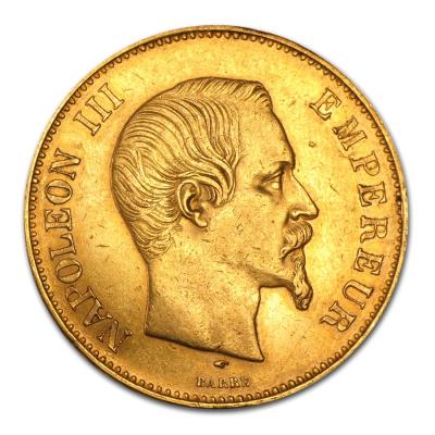 100 франков, 1859 г., Наполеон III.,  Au 29,03