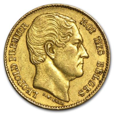 20 франков, Леопольд 1865 год. Au 5,81гр