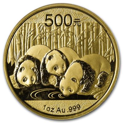 500 юаней, 2013 год. Панда, Au 31.1 г
