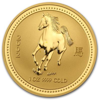 100 долларов, Австралия. Год лошади 2002г. Au 31.1 г.