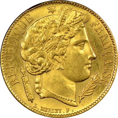 20 франков, Франция, 1849-1851 гг. Au 5.81 г.