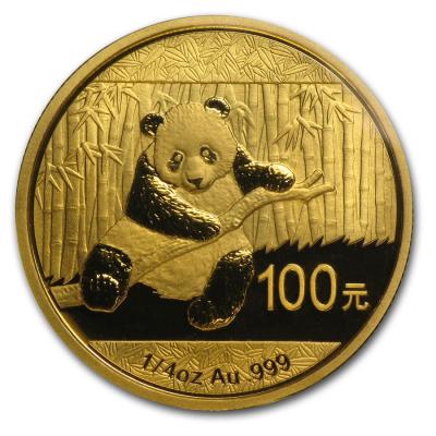 100 юаней. Панда 2014 год. Au 7.78 г.