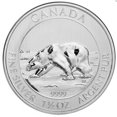 8 долларов, Канада. Медведь, серебро 46.66 г.
