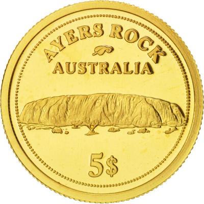 5 долларов Фиджи, Скала Улуру в Австралии 1.24гр