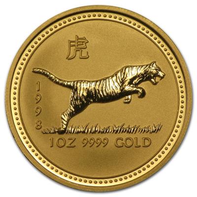 100 долларов, Австралия. Год Тигра 1998г. Au 31.1 г.