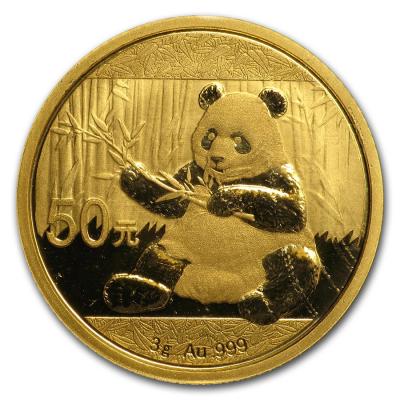 50 юаней Китай Панда 2017г. Au 3 гр