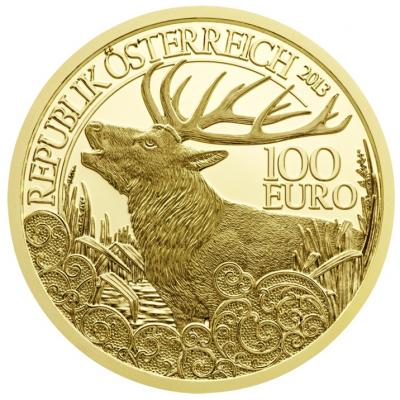 100 евро Австрия, Олень. Au 16гр