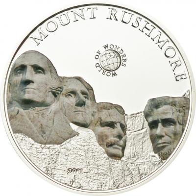 Палау 5 долларов, 2011 год. Гора Рашмор. Ag  23.125 г