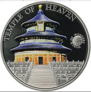 Палау 5 долларов, 2011 год. Храм небес. Ag  23.125 г
