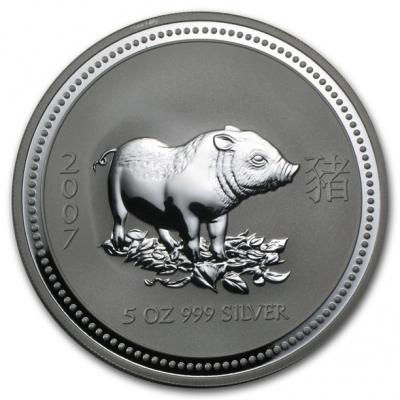 8 долларов Австралия, Лунар I Год Свиньи 2007, Ag 155,5