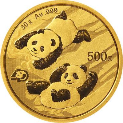 500 юаней Китай Панда 2022г. Au 30 гр
