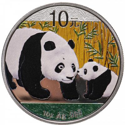 10 юаней, Панда цветная. 2011 г. Ag 31.1