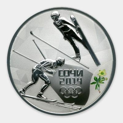 3 рубля Лыжное двоеборье, Сочи 2014. Ag 31.1 г.