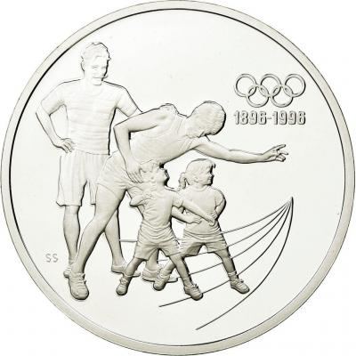 15 долларов. 100 лет Олимпийским играм (1896-1996). Бег. Proof. Ag 31.1