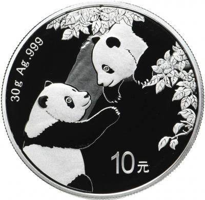 10 юаней, 2023 Панда. Ag 30 г.