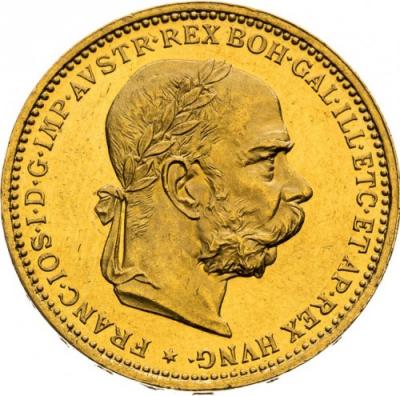 20 крон Австрия, Франц Иосиф I, 1892-1905 гг. Au 6.1