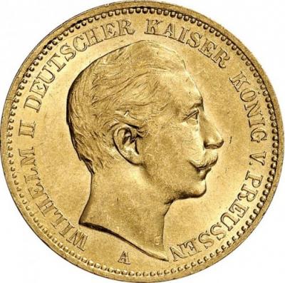 20 марок. Вильгельм II. Au 7.16