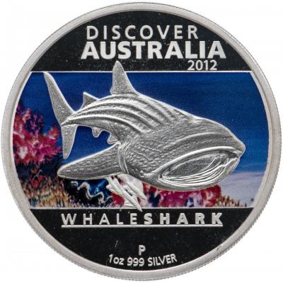 1 доллар Открой Австралию - Китовая Aкула Ag 31.1