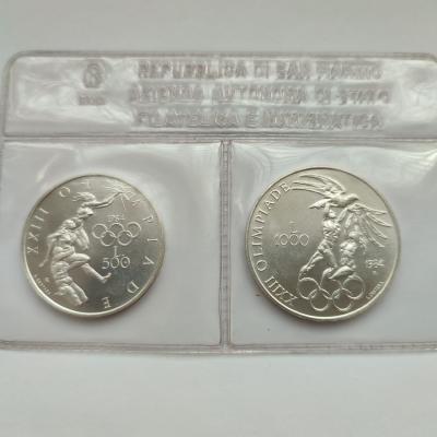 Набор :  500 и 1000 лир Олимпиада 1984 г. Ag (9.19 г.+ 12.19 г)