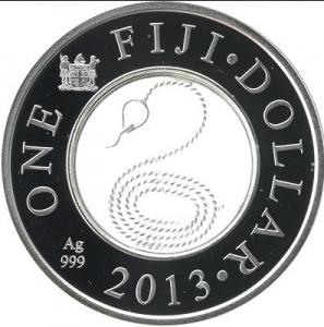 1 доллар 2013 Год змеи, Фиджи Ag 20.5