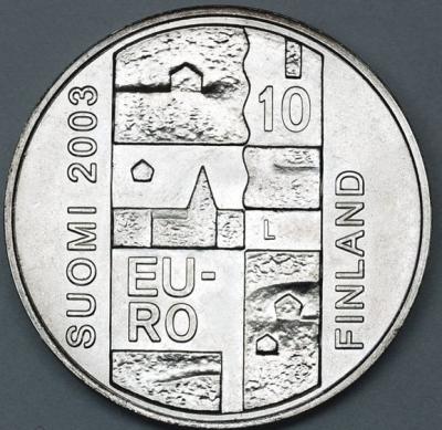 10 евро 2003, 200 лет со дня смерти Андерса Чюдениуса Финляндия Ag 25.3