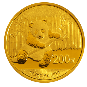 200 юаней, Китай. Панда, 2014г. Au 15.55 г.