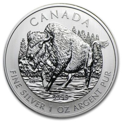 5 долларов, 2013 г., Канада. Бизон. Ag 31.1