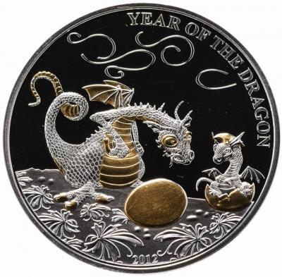 1000 франков 2012 "Год дракона", Ag 25