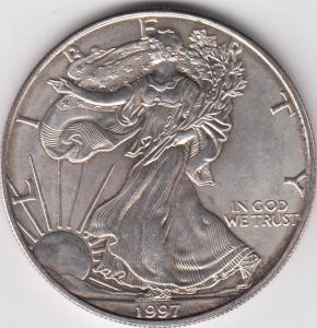 1 доллар, 1997 г, Шагающая свобода,Ag 31.1 г.